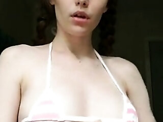 Small Titted Brunette Teen Fingering On The Bed