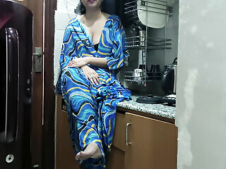 Indian Stepmom Watches And Enters Her Stepson's Kitchen To Fuck Him
