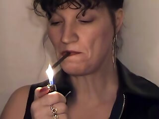 Kim Smokes And Gets A Cumshot Over Her Hairy Armpit