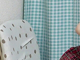 White Micro Thong Panties Disappear Sandwiched Between Pussy, Big Boobs Japanese Girl In Mini Skirt Uniform Tease