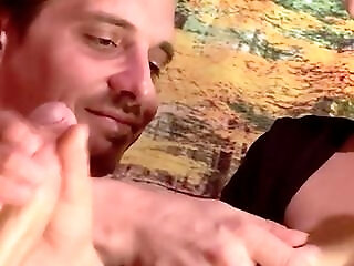Giving His Perfect Big White Cock A Helping Hand