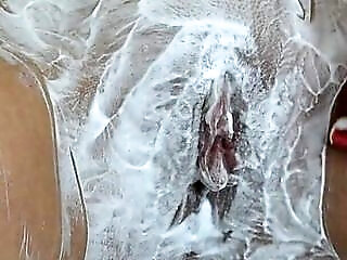 Shaving A Hairy 18yo Tight Pussy Close Up!