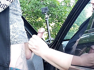 We Arrived With A Neighbor In A Car To The Park Where She Sucks My Dick And Swallows Cum